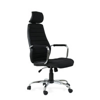Офисное кресло Barneo K-90 95915 черная ткань/черная кожа | крестовина хром | газлифт до 150 кг | доставка до ПВЗ бесплатно