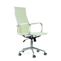 Офисное кресло Barneo K-110 95918 | бежевая эко-кожа | крестовина хром | газлифт до 150 кг | доставка до пункта выдачи бесплатно