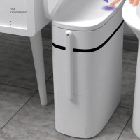 Мусорная корзина на 14 л, мусорная корзина, умная откидная мусорная корзина с одним кликом, бытовая корзина для мусора в ванной комнате, контейнер для туалетной щетки, штуцер для ванной комнаты