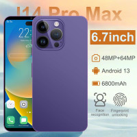 Смартфон I-14 Pro Max,4G/5G 6.7 дюйм смартфоны,Подходит для пожилых людей, студентов,Рождественский подарок 16/512 ГБ, фиолетовый