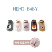 新品a类宝宝袜子秋冬加厚毛圈地板袜韩版卡通防滑新生婴儿学步袜