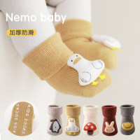 新生儿袜子2022冬季新品宝宝袜子加厚保暖婴儿袜子防滑学步中筒袜
