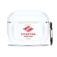 Силиконовый чехол Mcover для беспроводных наушников Apple AirPods 3, с карабином, Спартак - навсегда