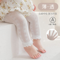 2023夏季女童九分裤薄款网眼女宝宝花边连裤袜外穿夏天防蚊打底裤