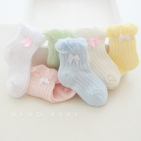 21年夏季网眼薄款婴儿袜子新生儿宝宝女童袜子泡泡口蝴蝶结儿童袜