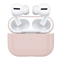 Ультратонкий силиконовый чехол KRISTANAM для наушников Apple AirPods Pro / кейс для наушников AirPods Pro, розвый песок, пудровый