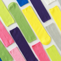 20春秋新款儿童袜子双针纯色中筒袜宝宝高筒袜男童女童无跟亲子袜