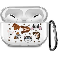 Прозрачный чехол для наушников AirPods Pro / на АирПодс Про силиконовый с 3D принтом "Dogs Pattern"