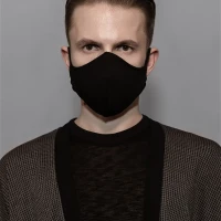 Тканевая черная многоразовая защитная маска для лица