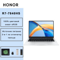 14" Ноутбук Honor MagicBook X14 Pro, AMD Ryzen 7 7840HS (3.8 ГГц), RAM 16 ГБ, SSD 512 ГБ, AMD Radeon, Windows Pro, Honor   MagicBook X 14 Pro-16+512-R7 7840HS-серебристый, Английская клавиатура