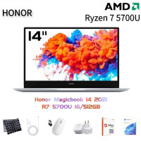 14" Ноутбук Honor Magicbook 14 2021, AMD Ryzen 7 5700U (1.8 ГГц), RAM 16 ГБ, SSD 512 ГБ, AMD Radeon Graphics, Windows Home, Ледниковое серебро, Английская клавиатура