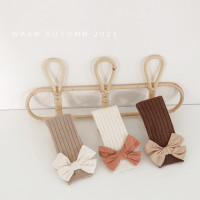 21年新款女童袜子精梳棉秋冬英伦公主韩版大蝴蝶结儿童中筒袜棉袜