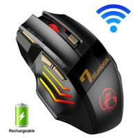 Игровая мышь беспроводная IMICE игровая мышь беспроводная мышь компьютерная USB RGB подсветка тихий перезаряжаемый, черно-серый