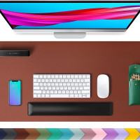 Большой коврик для мыши и клавиатуры на рабочий стол. Настольный, водонепроницаемый коврик для офиса и дома. Защитный коврик из эко-кожи для стола 40 см х 80 см, коричнево-красный