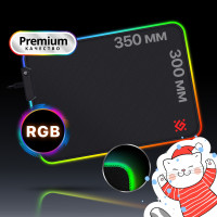 Игровой коврик для мышки с подсветкой RGB Light 350*300*4 мм, Defender Black L
