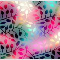 Коврик для мыши "Яркий красивый минимализм с цветными листями на матовом стекле" (24 x 20 см x 3 мм)