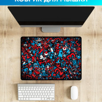 Коврик для компьютерной мышки игровой прошитый Vixion MP28 350x250x3 мм Граффити (красный)