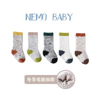 20新款秋冬双针中筒防滑婴儿袜子宝宝防滑地板袜儿童加厚粗针袜子