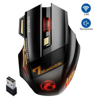 Игровая мышь беспроводная IMICE Мышь беспроводная мышь беспроводная компьютерная игровая мышь USB Перезаряжаемый Тихий RGB мышка для ноутбука пк, черный матовый