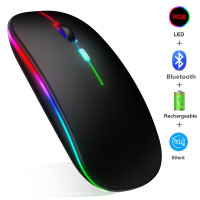 Мышь беспроводная IMICE мышь игровая мышь компьютерная RGB подсветка USB bluetooth тихий перезаряжаемый 4 кнопки, темно-серый