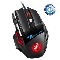 Игровая мышь проводная компьютерная мышь игровая мышь компьютерная проводная RGB подсветка тихий, черный матовый