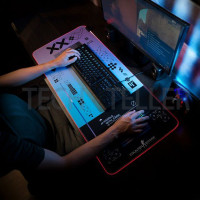 Коврик для мыши NEWFLASH Игровой коврик для компьютерной мыши и клавиатуры с RGB подсветкой, большой коврик для мыши 900х400х3, XXL, фиолетовый