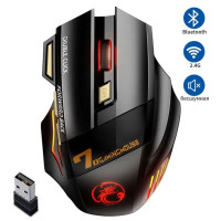 Мышь беспроводная IMICE Игровая мышь USB беспроводная мышь компьютерная игровая мышь RGB подсветка бесшумная bluetooth мышь для компьютера ноутбука пк, черный
