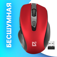Беспроводная оптическая мышь Defender Prime MB-053 красный,6D,800-1600dpi,бесшумная