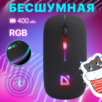 Мышь компьютерная беспроводная, бесшумная, оптическая Defender Touch MM-997 черная,2.4+BT,RGB,400mAh
