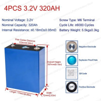 Литий-железо-фосфатная аккумуляторная батарея 3.2V 320Ah