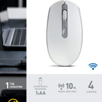 Мышь беспроводная бесшумная Smartbuy ONE 280AG (SBM-280AG-WG), бело-серый
