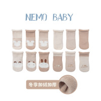 宝宝袜子秋冬季保暖加厚毛圈袜新生婴儿可爱卡通短袜彩棉卷边松口