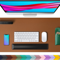 Большой коврик для мыши и клавиатуры на рабочий стол. Настольный, водонепроницаемый коврик для офиса и дома. Защитный коврик из эко-кожи для стола 40 см х 80 см, коричневый