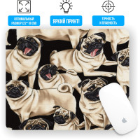 Игровой коврик для мыши Liga Pechati Коврик для мыши с принтом "Мопсы", темно-коричневый