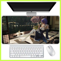 Игровой коврик для мыши, коврик для мыши WANTU, компьютерный, большой, антискользящий Аниме Девушка на террасе 400х800