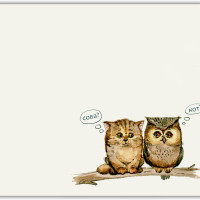 Коврик для мыши "Совёнок и котёнок на ветке" (24 x 20 см x 3 мм)