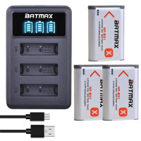 Батарея Batmax 1861 мАч NP-BX1 + светодиодное зарядное устройство с 3 слотами для Sony ZV-1 DSC-RX100 WX500 HX300 WX350 AS30V AS300 M3 M2 M6 M7 HX60