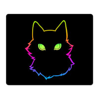 P799 Коврик для мышки компьютерной маленький Неоновый чёрный кот, 22х18см