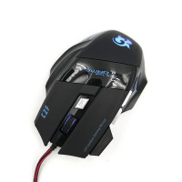 Игровая мышь проводная бесшумная с подсветкой 3600DPI, для пк, компьютер ноутбук, черный, Optical Mouse T6