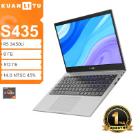 14" Ноутбук KUANLITU S435 FHD IPS 60Hz 45%NTSC, AMD Ryzen 5 3450U (2.1 ГГц), RAM 8 ГБ, SSD 512 ГБ, AMD Radeon Vega 8, Linux, Серебристый, Российская клавиатура