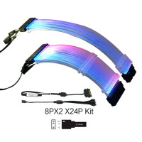 Раздвижной RGB-кабель для ПК, ATX 24Pin + PCI-E GPU 8PinX2