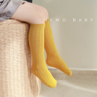 21年秋冬新款儿童袜子双针纯色男女宝宝中筒袜无跟均码亲子袜棉袜