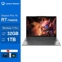 14" Ноутбук Lenovo Xiaoxin Pro14, AMD Ryzen 7 7840HS (3.8 ГГц), RAM 32 ГБ, SSD 1024 ГБ, AMD Radeon, Windows Pro, Lenovo Xiaoxin PRO14 / R7 7840HS / 32G / 1T / серый, Английская клавиатура