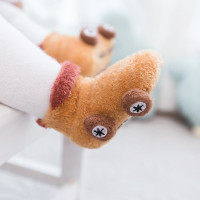 秋冬加厚宝宝袜子0-3岁儿童卡通羽毛纱小汽车防滑地板婴儿鞋袜