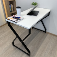 Рабочий стол RUBY VOLT 100х50 (белый), компьютерный стол LOFT, ножки металл.