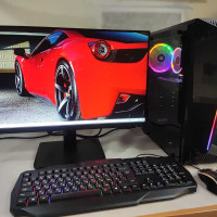 24" Компьютер в сборке Компьютерс Игровой компьютер i7/RX-580/16GB/SSD-512/Монитор 24' (Intel Xeon E5-2650V2 (2.6 ГГц), RAM 16 ГБ, SSD 512, AMD Radeon RX 580 (4 Гб), Windows), черный, Российская клавиатура