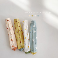 2022春秋新款儿童袜子韩国女童中长筒精梳棉无骨小白鞋碎花堆堆袜