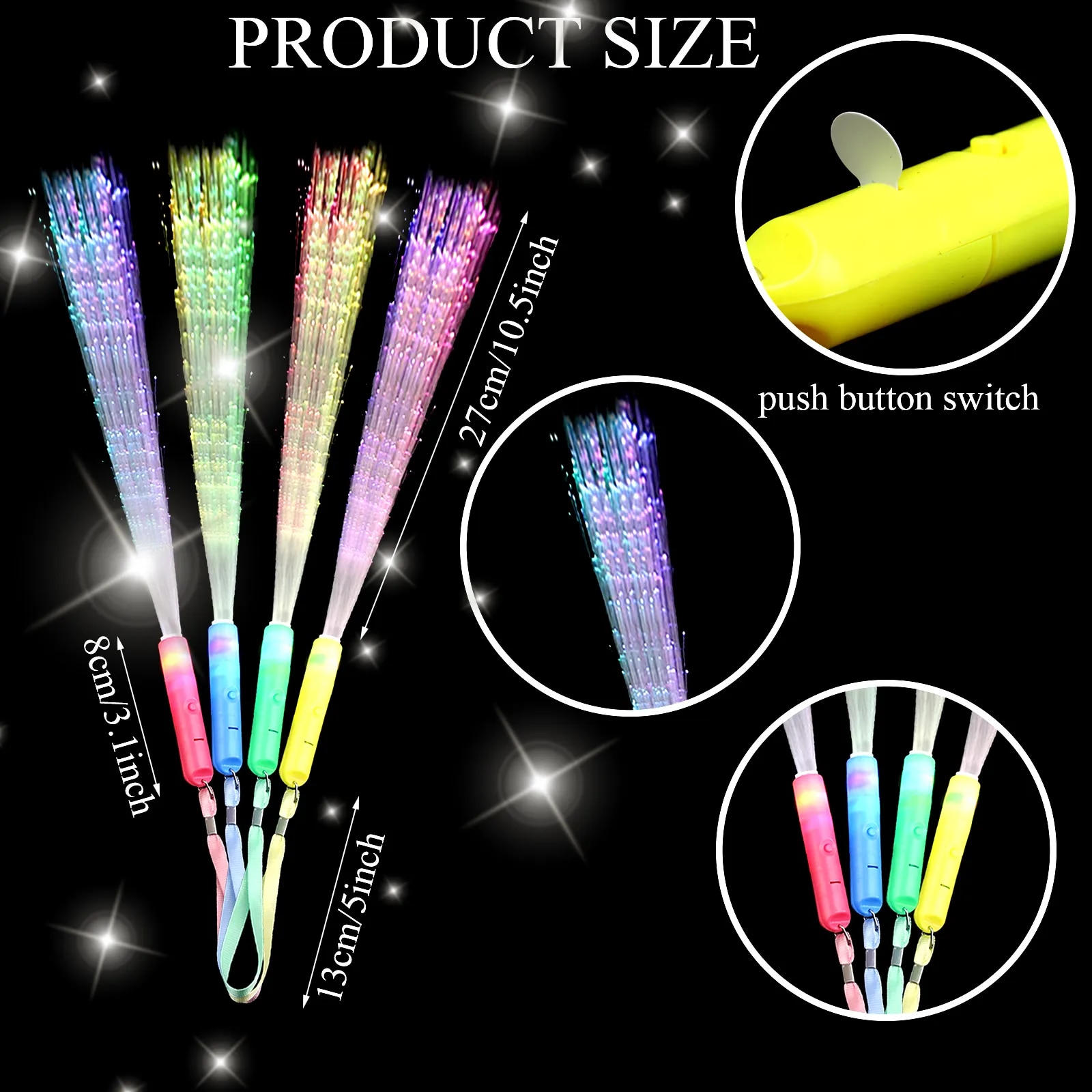 12 Pcs Glow Sticks Party Supplies Includes Light up Fiber Optic Wands Glow Stick