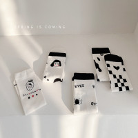 22新款儿童袜子春秋季精梳棉黑白调厂家批发韩版ins男女潮童袜子