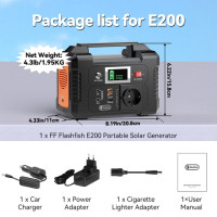 Портативная электростанция FF Flashfish E200, 200 Вт, солнечный генератор, батарея Втч, уличная камера с питанием от солнечной батареи